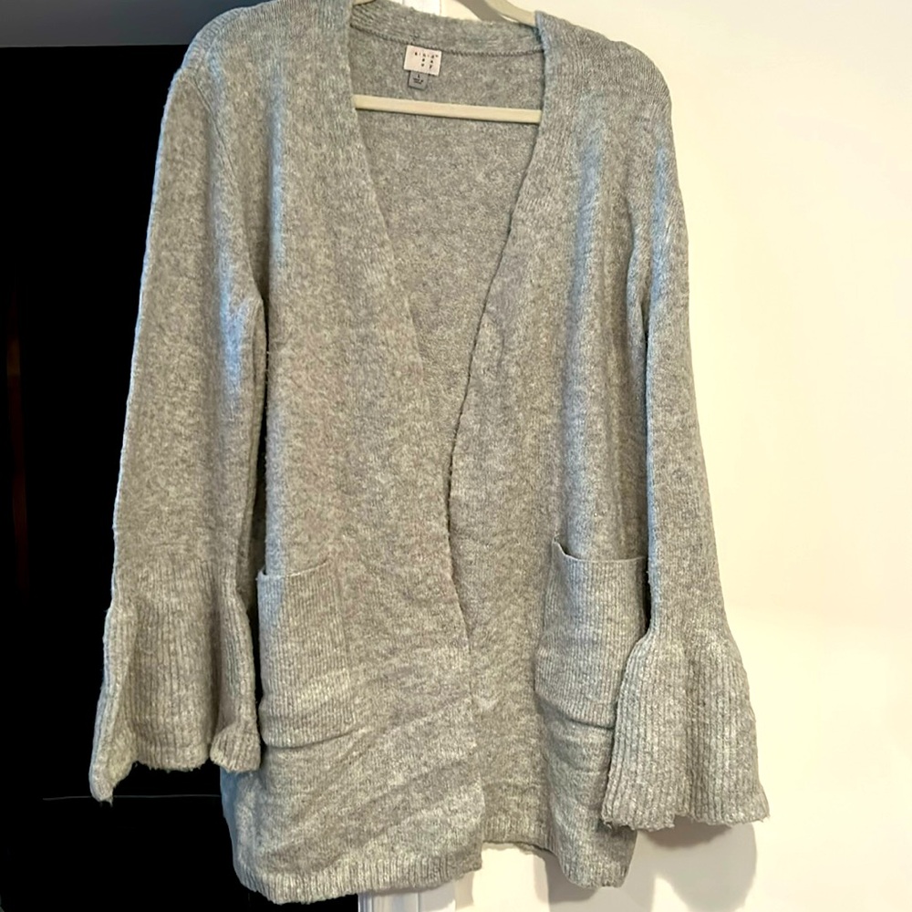 A new day open front cardigan with trumpet sleeves and large front pockets